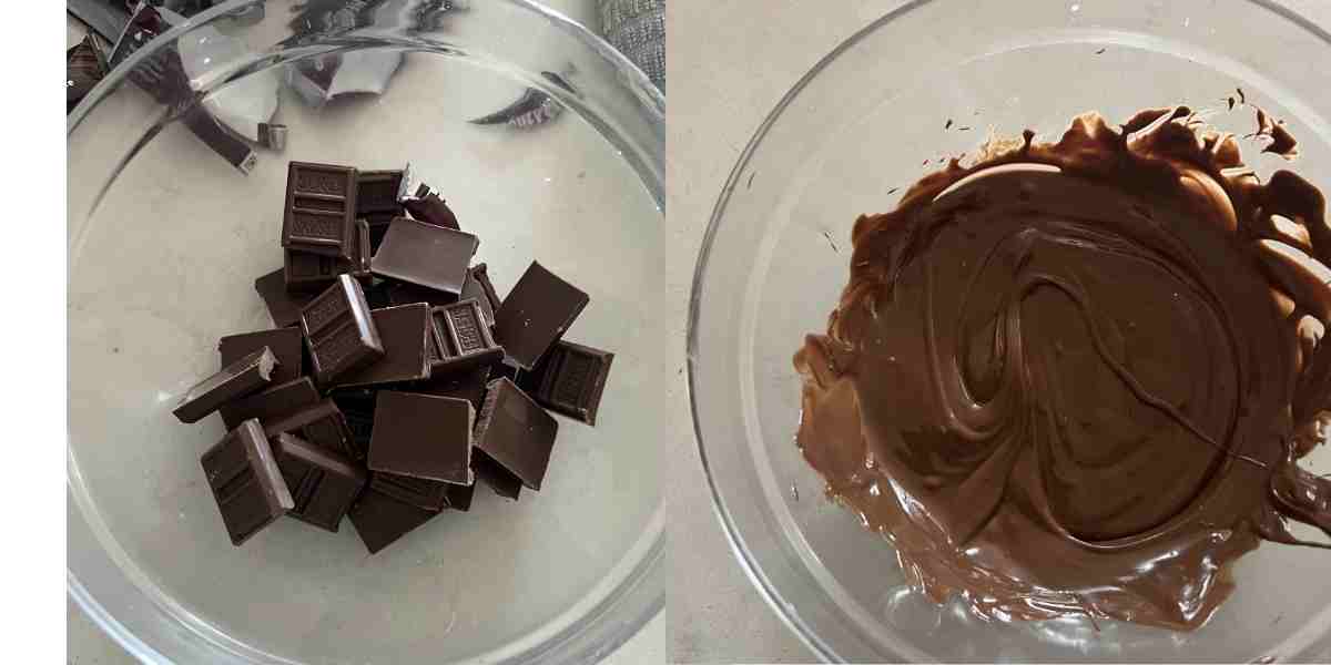 Hershey's chocolate and melted chocolate in a bowl. 