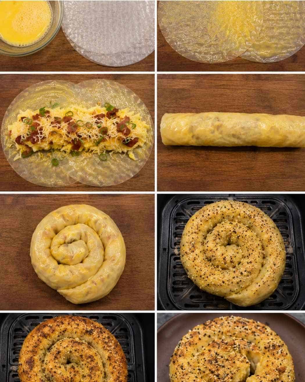 How to make a rice paper bagel step by step photo.