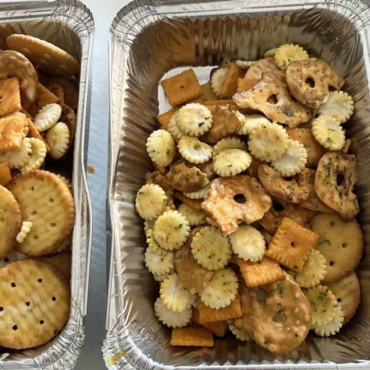 Smoked crackers in a tinfoil can.