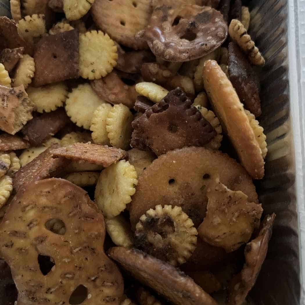Smoked or oven baked trash can crackers.