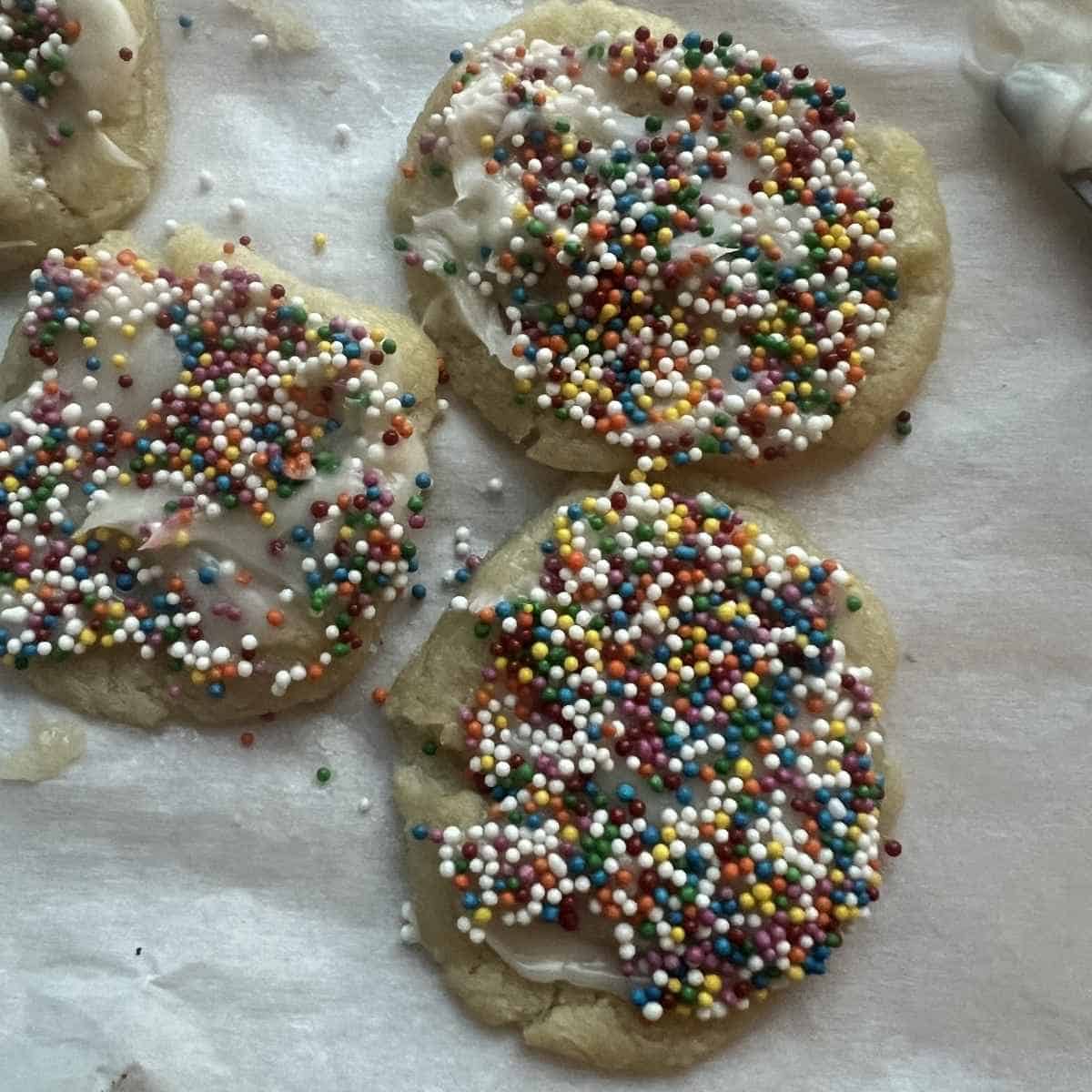 Decorated sugar cookie dough made in air fryer.