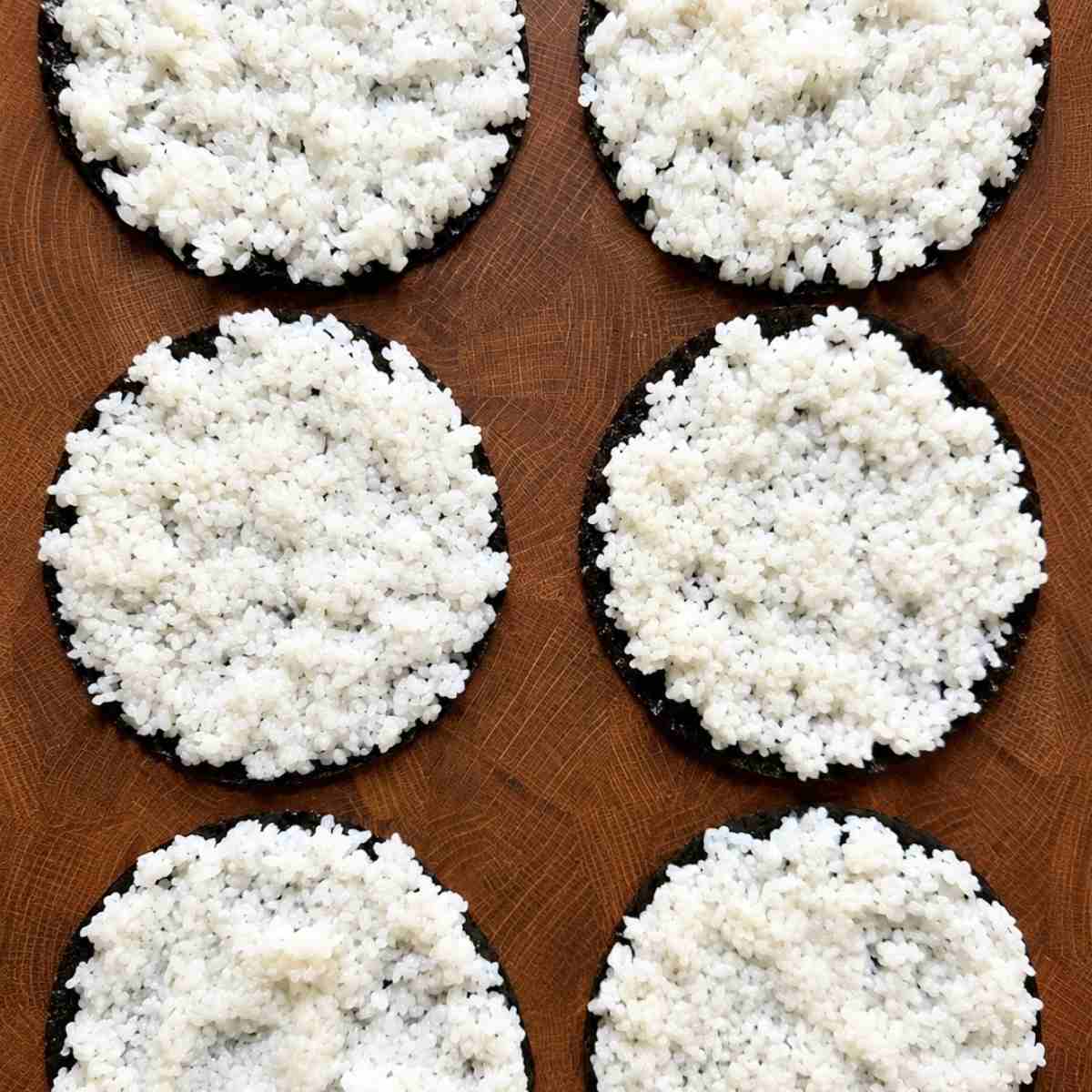 Nori sheets with rice.