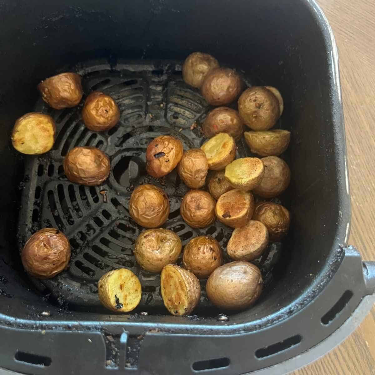 Crispy air fried baby potatoes.