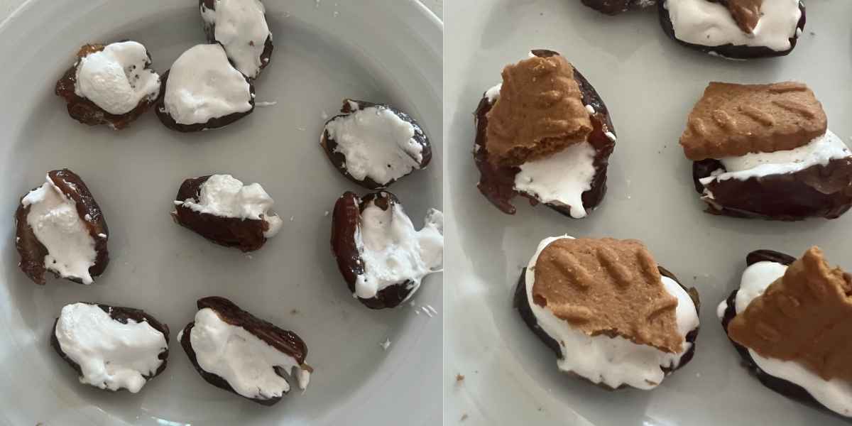 How to make smore dates with marshmallow fluff.