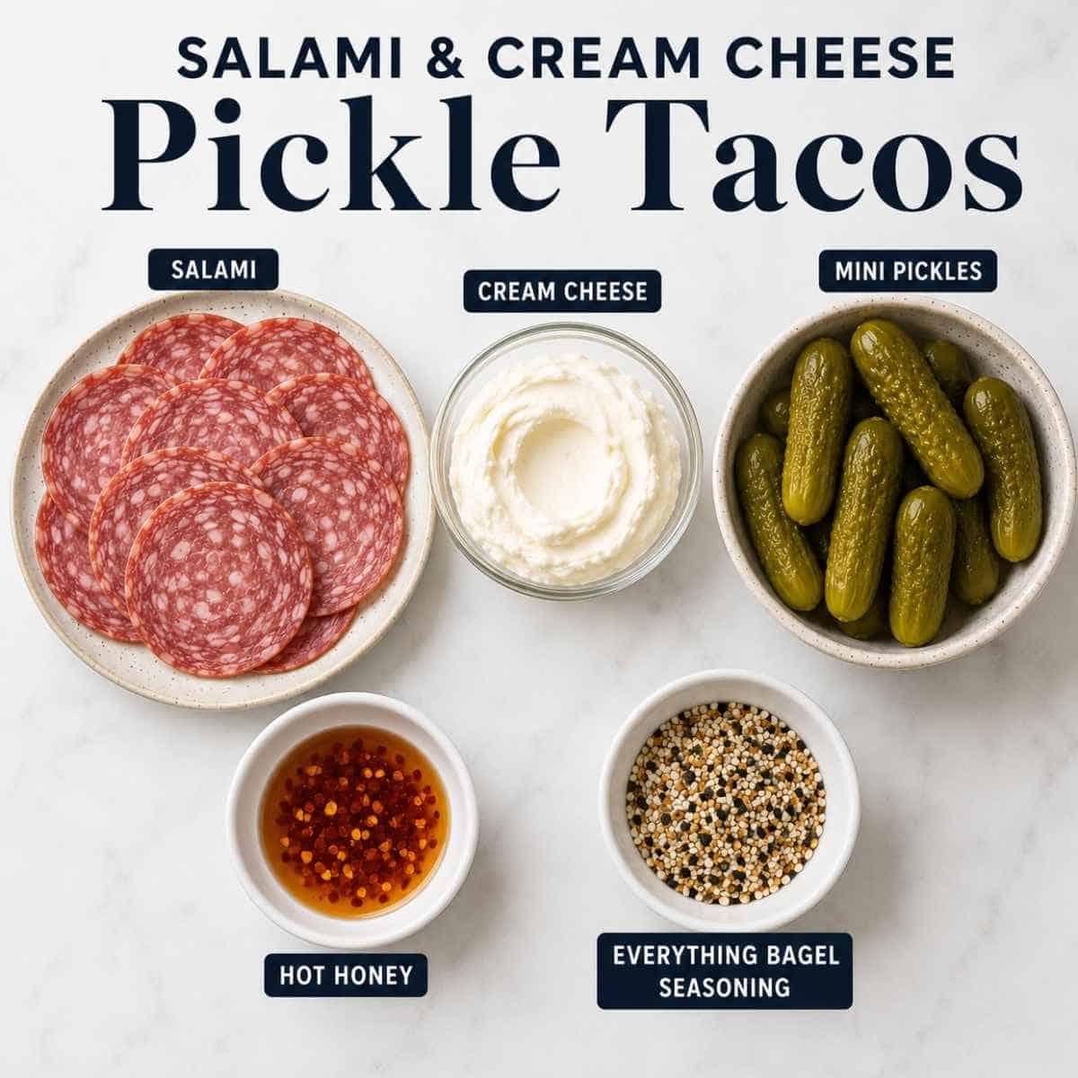 Ingredients needed for pickle tacos.