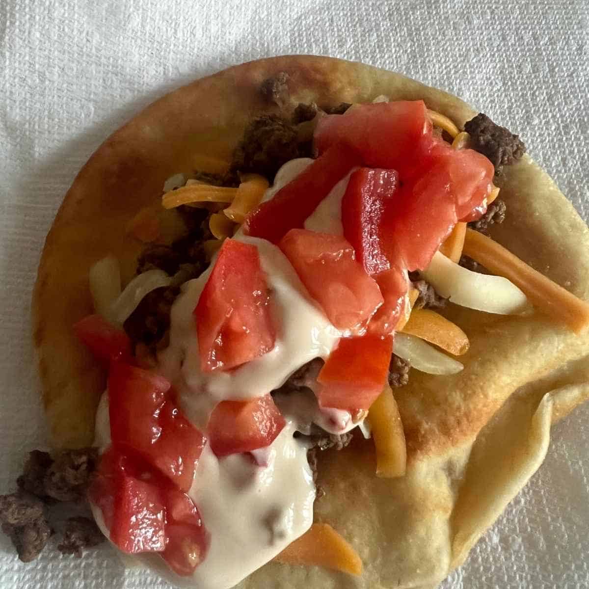 Stuffed chalupa taco shell. 