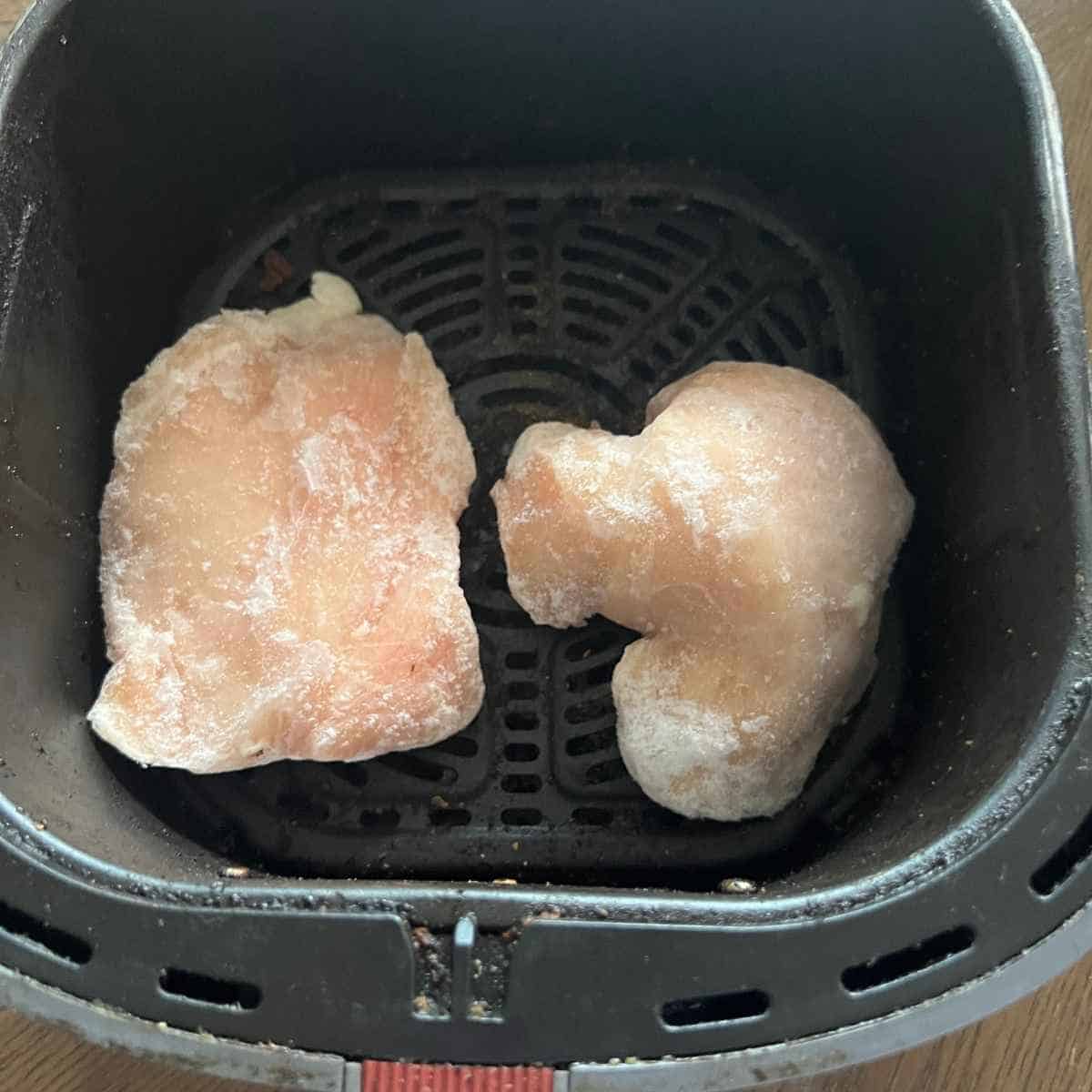 Frozen chicken breast in air fryer.