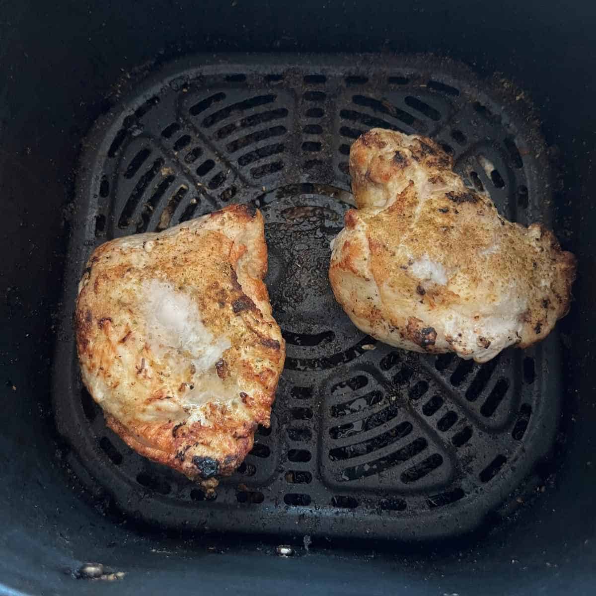 Cooked frozen chicken breast in air fryer.
