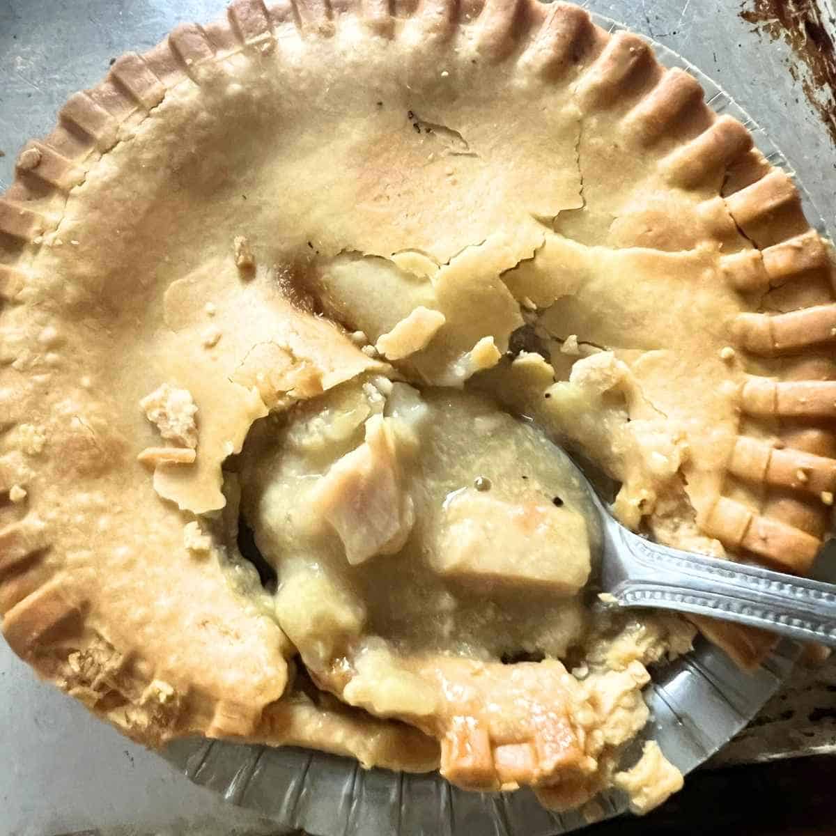 Frozen chicken pot pie in air fryer.