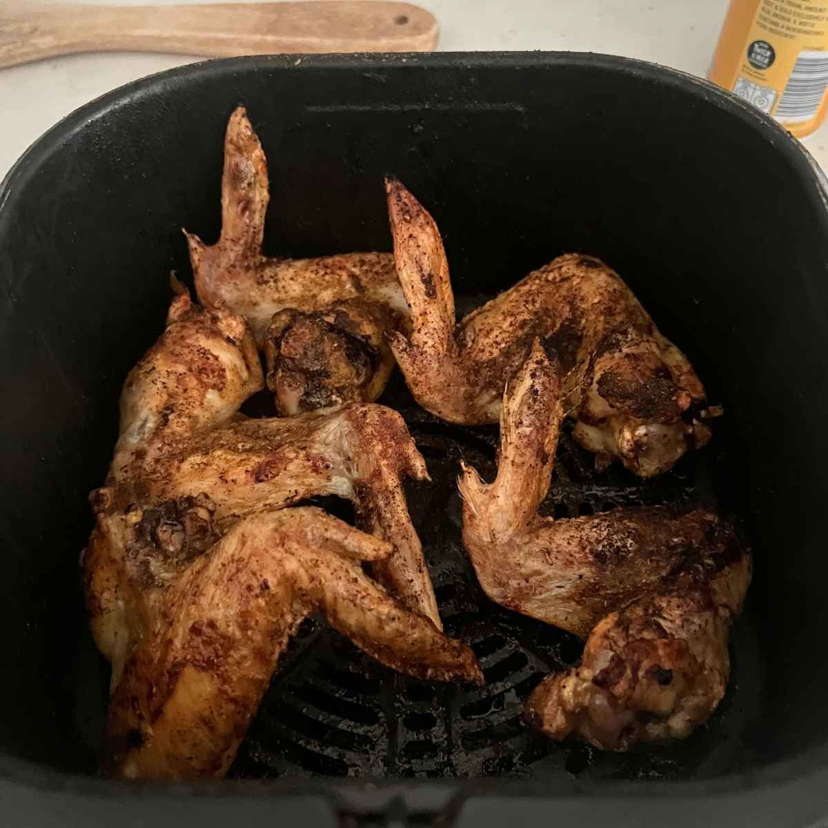 Air fried frozen chicken wings. 