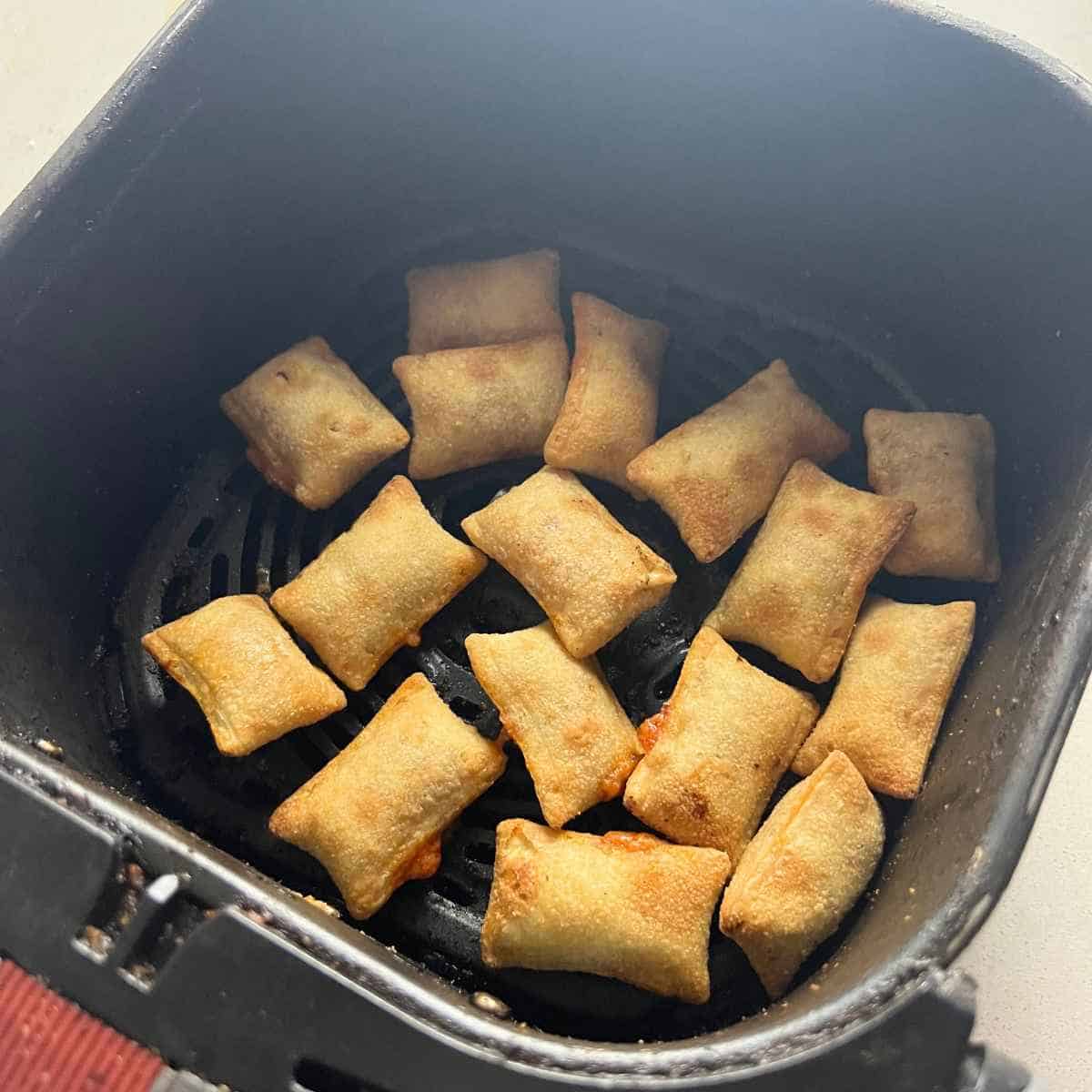 Air fried pizza rolls finished product. 