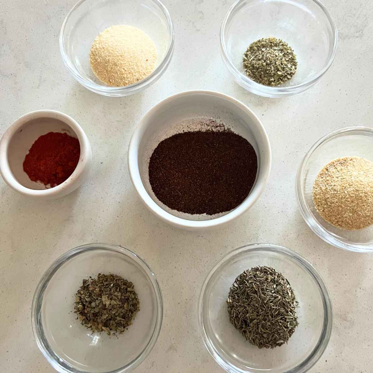 Ingredients needed for blackened seasoning.
