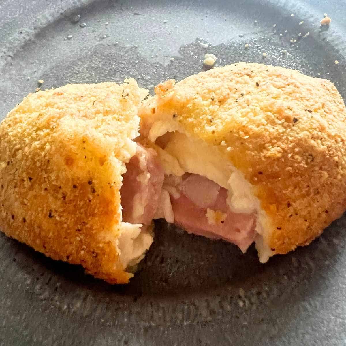Frozen chicken cordon blue in air fryer.