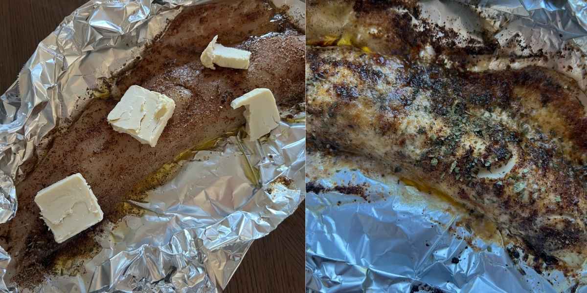 Grilled walleye in foil.