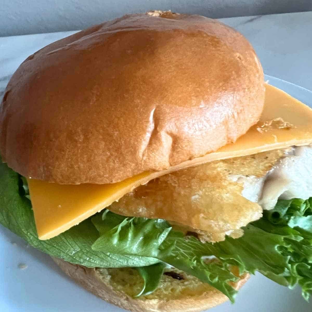 The best walleye sandwich served on a brioche bun.