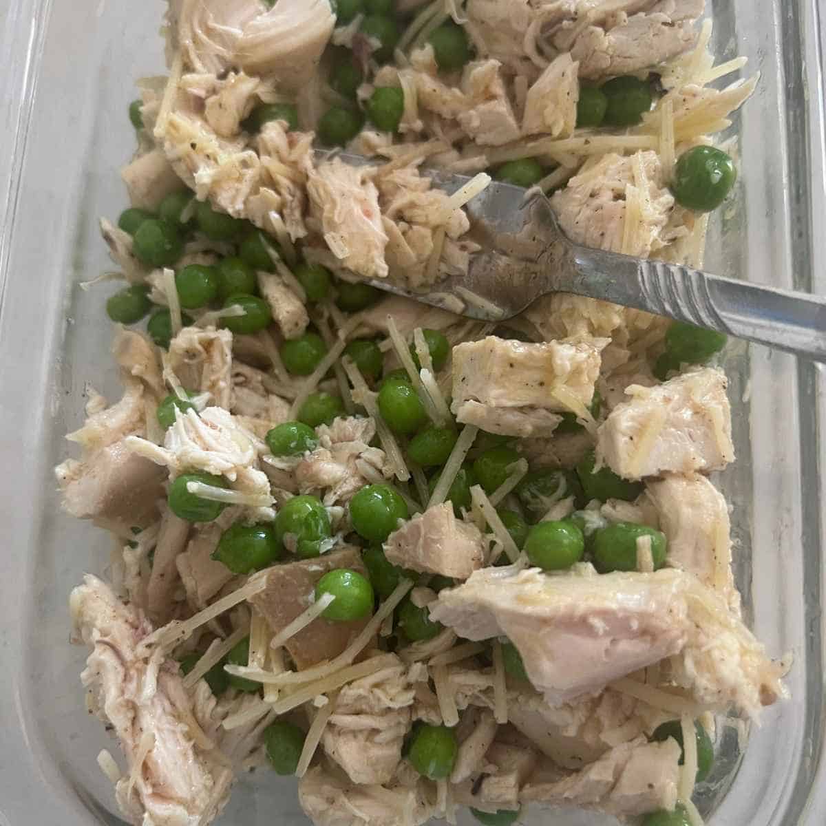 Viral chicken and pea salad Tiktok recipe.